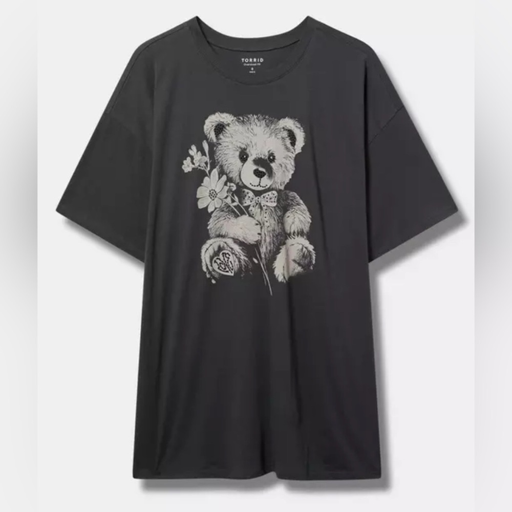 NWT Torrid Oversized Rhinestone Teddy Bear Jersey tunic tee